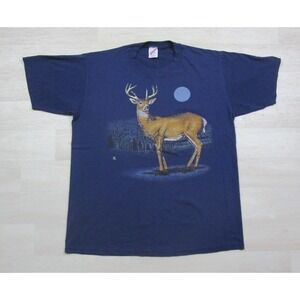 Vintage 80s Deer Buck T Shirt Men's (XL) Nature LSJ Sportswear Jerzees 1987